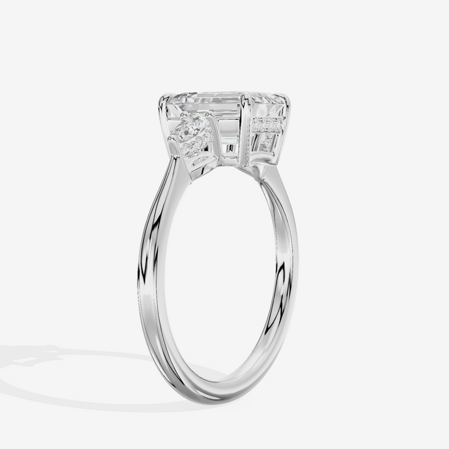 Petite Vowsae Three Stone Emerald Engagement Ring (1/4 ct. tw.) in 18K White Gold