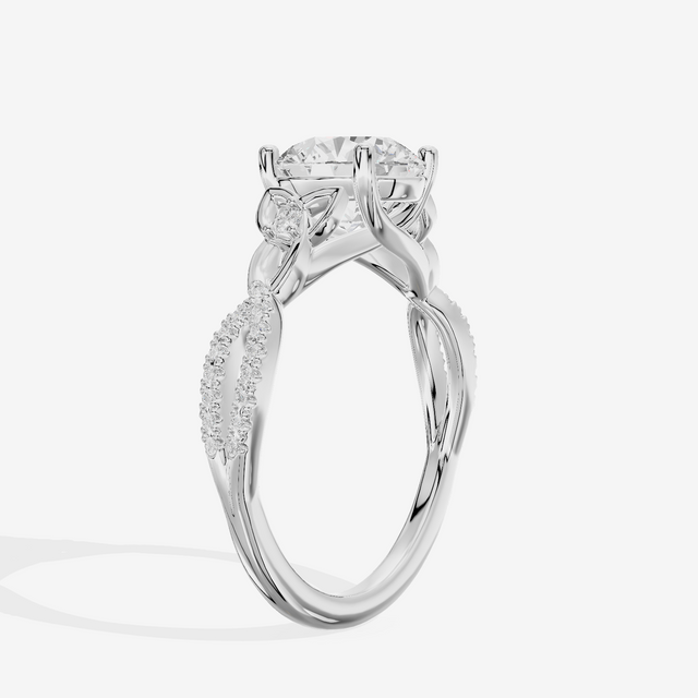 Luxe Sincere Round Engagement Ring with Side Stones (1/10 ct. tw.) in 14K White Gold