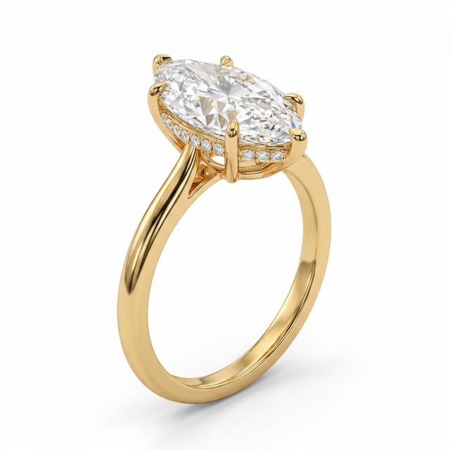 Hidden Halo Oval Engagement Ring (3.09 ct. tw.) in 18K Yellow Gold
