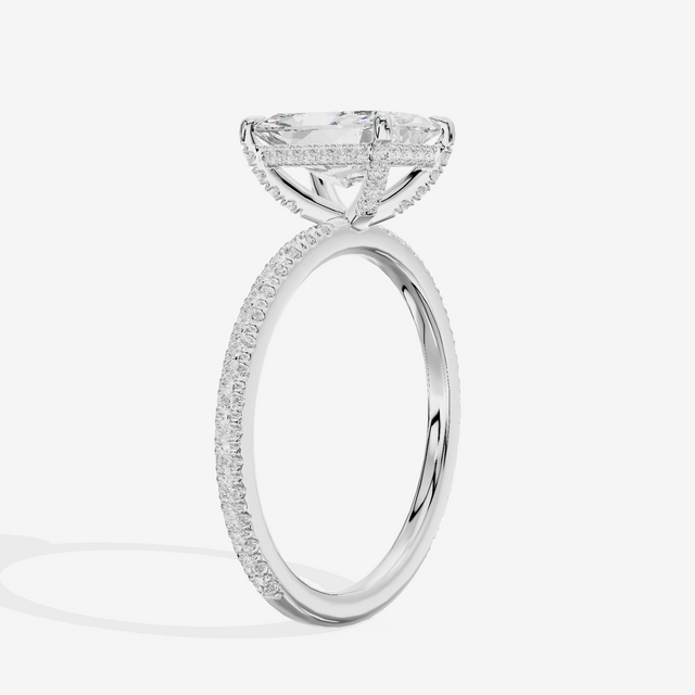 Lustrous Sincere Radiant Engagement Ring with Side Stones (1/3 ct. tw.) in 18K White Gold