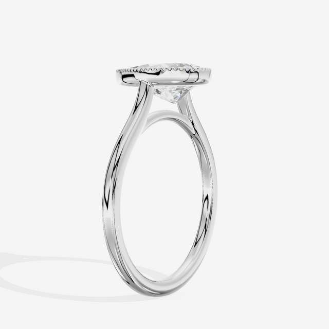 Modern Coeurine 1.5mm Pear Bezel Engagement Ring in 14K White Gold