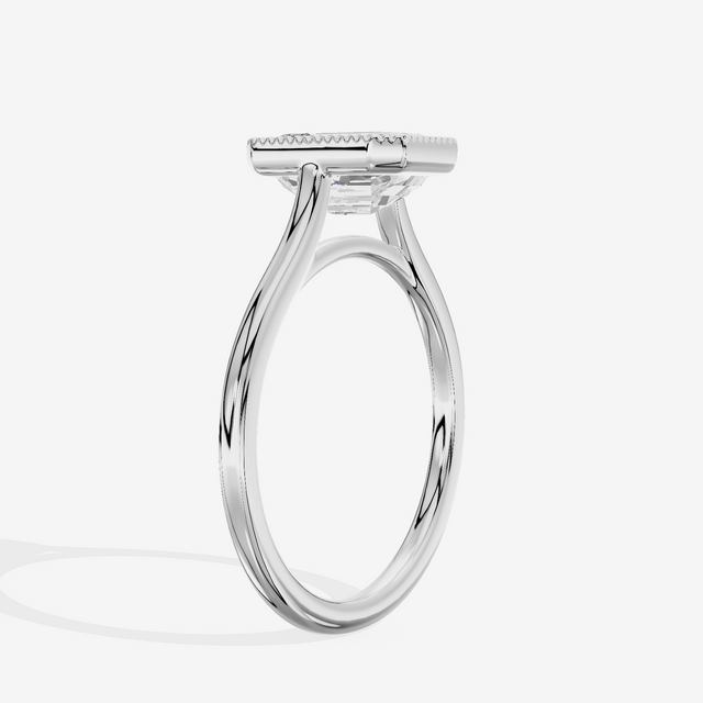 Modern Coeurine 1.5mm Emerald Bezel Engagement Ring in Platinum
