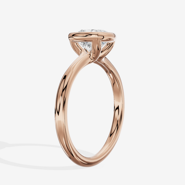 Coeurine Bezel 2mm Cushion Solitaire Engagement Ring in 18K Rose Gold