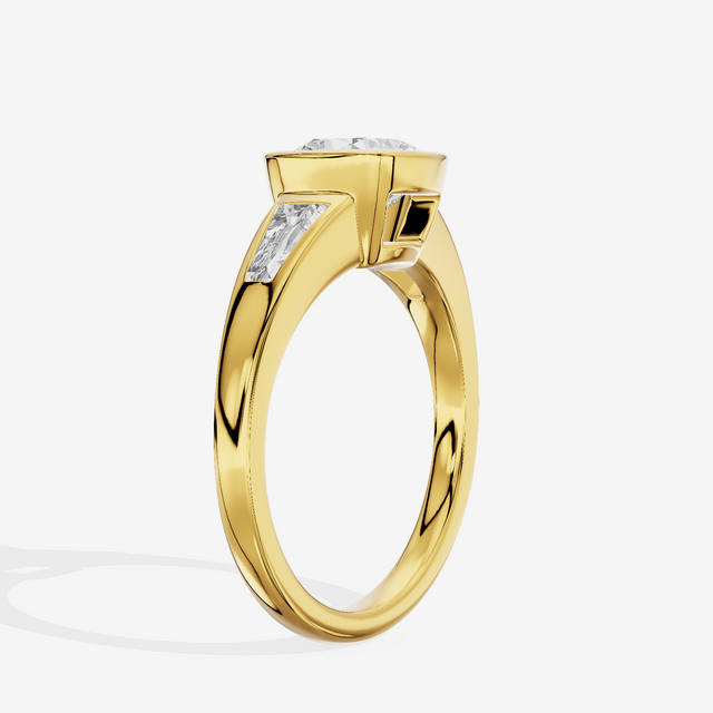 Modern Triade Cushion Three Stone Engagement Ring (1/2 ct. tw.) in 14K Yellow Gold