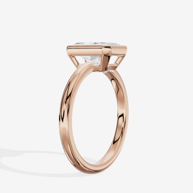 Tensare Bezel 2mm Radiant Solitaire Engagement Ring in 18K Rose Gold