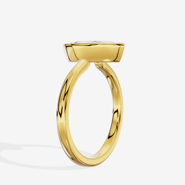 Trellise Bezel 2mm Marquise Solitaire Engagement Ring in 18K Yellow Gold