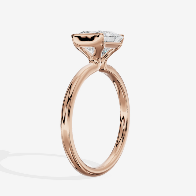 Sincere Bezel 1.8mm Princess Solitaire Engagement Ring in 14K Rose Gold