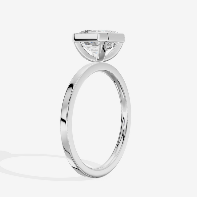 One of One Classic 1.5mm Asscher Bezel Engagement Ring in Platinum