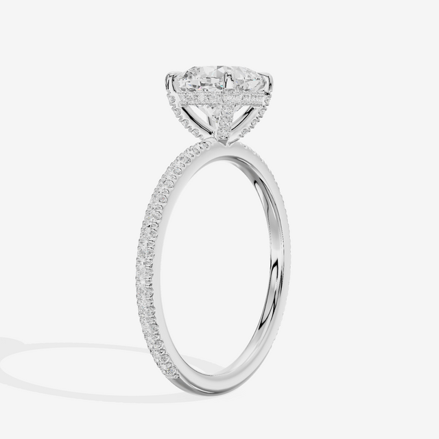 Lustrous Sincere Cushion Engagement Ring with Side Stones (1/3 ct. tw.) in 18K White Gold
