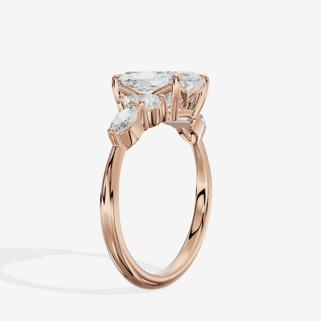 Luxe Vowsae Radiant Engagement Ring with Side Stones (2/5 ct. tw.) in 18K Rose Gold