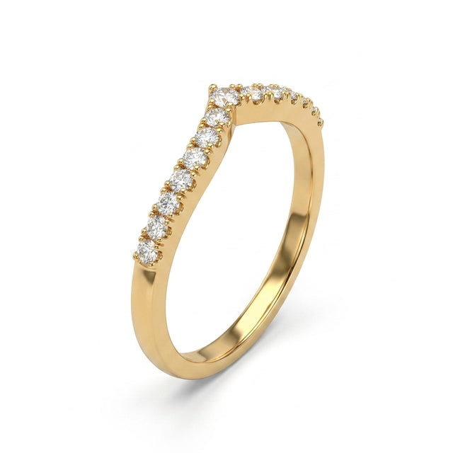Low Profile Chevron Round Engagement Ring (1/5 ct. tw.) in 18K Yellow Gold