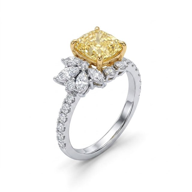 Cluster Pavé Cushion Engagement Ring