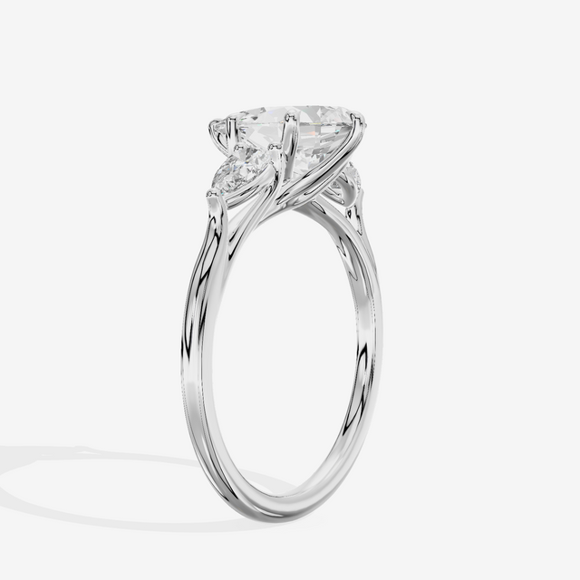 Luxe Sincere Three Stone Pear Engagement Ring (2/5 ct. tw.) in Platinum