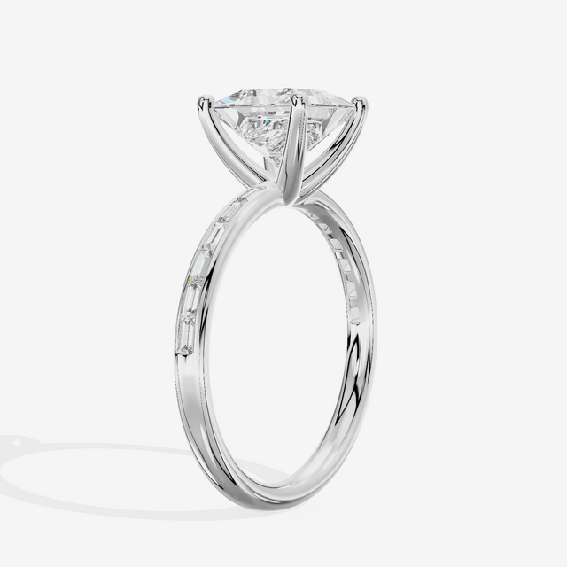 Tender Sincere Princess Engagement Ring with Side Stones (1/6 ct. tw.) in Platinum