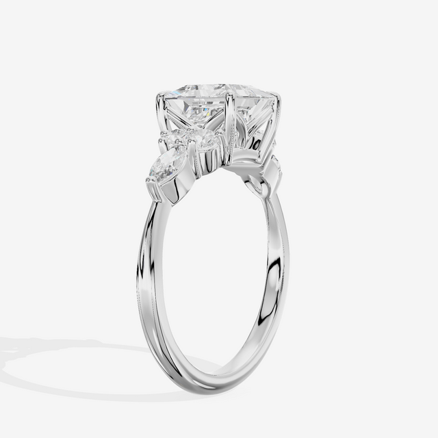 Luxe Vowsae Princess Engagement Ring with Side Stones (2/5 ct. tw.) in 14K White Gold