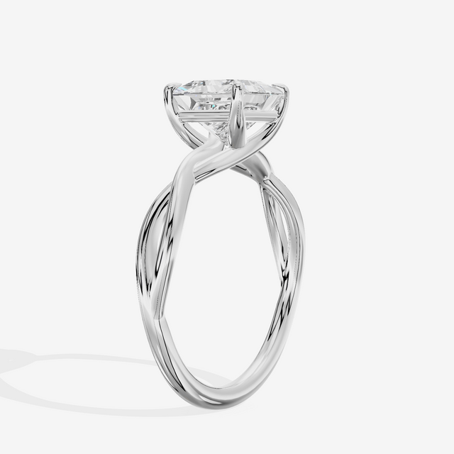 Twined Sincere Princess Twisted Engagement Ring in 14K White Gold