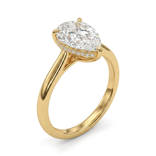 Hidden Halo Pear Engagement Ring (3.06 ct. tw.) in 14K Yellow Gold