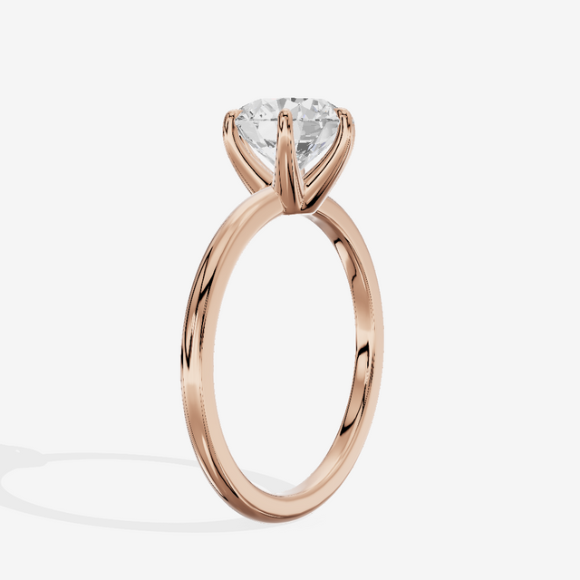 Sincere Cathedral 1.5mm Round Six-Prong Engagement Ring in 18K Rose Gold