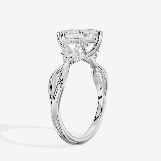 Modern Sincere Pear Engagement Ring with Side Stones in 18K White Gold