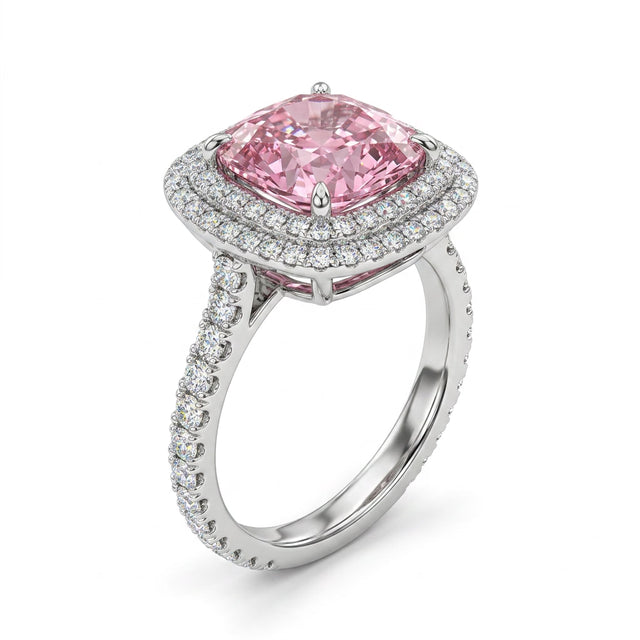 Halo Pavé Cushion Engagement Ring (2.78 ct. tw.) in 18K White Gold