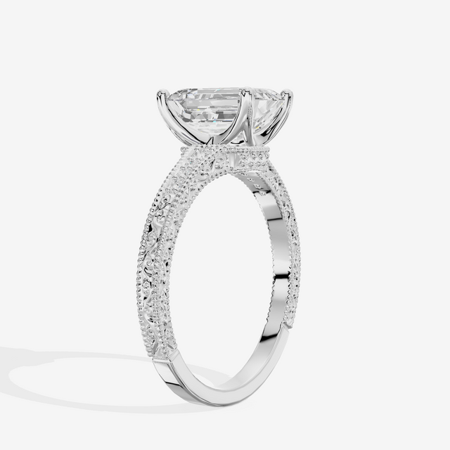 Vintage Sincere Emerald Engagement Ring (1/10 ct. tw.) in 18K White Gold