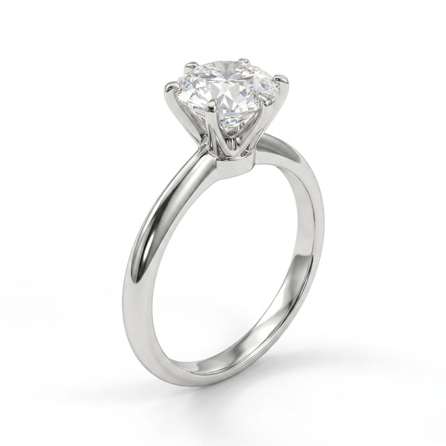 Tall Cathedral Solitaire Round Engagement Ring (2.09 ct.) in Platinum