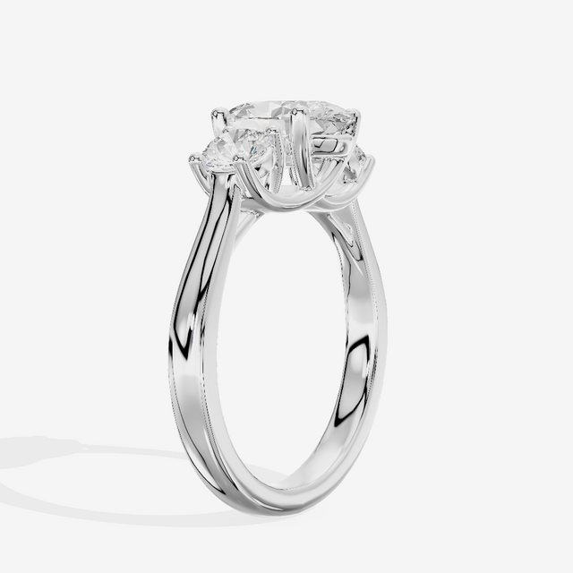 Petite Selenia Three Stone Oval Engagement Ring (1/3 ct. tw.) in 18K White Gold