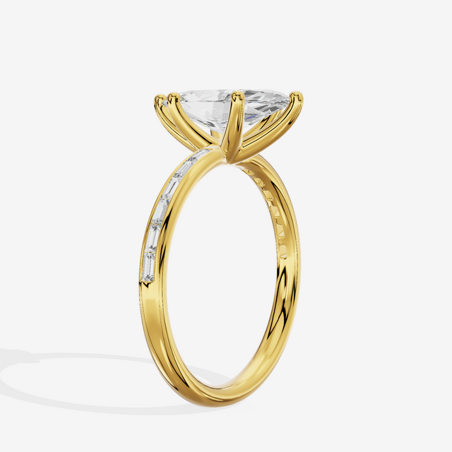 Tender Sincere Marquise Engagement Ring with Side Stones (1/6 ct. tw.) in 14K Yellow Gold