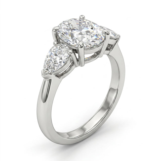 Three Stone Oval Engagement Ring (3.07 ct. tw.) in 18K White Gold