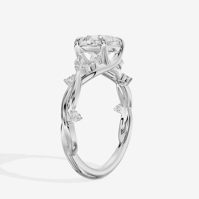 Twined Vowsae Cushion Twisted Engagement Ring (1/6 ct. tw.) in 18K White Gold