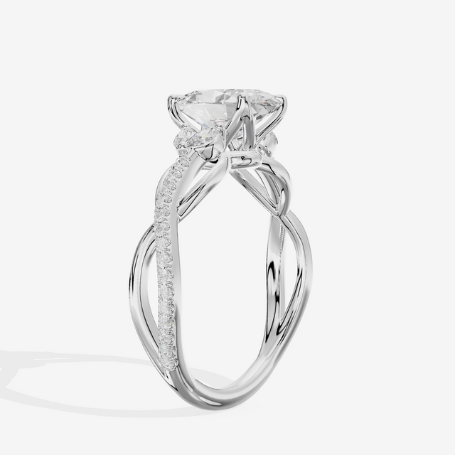 Lustrous Vowsae Oval Engagement Ring with Side Stones (1/5 ct. tw.) in Platinum