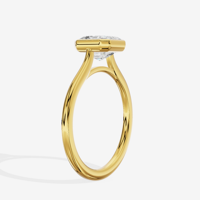 Petite Vowsae 1.5mm Asscher Bezel Engagement Ring in 18K Yellow Gold