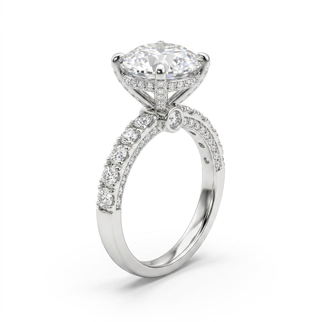 Cathedral Pavé Round Engagement Ring (2.01 ct. tw.) in Platinum