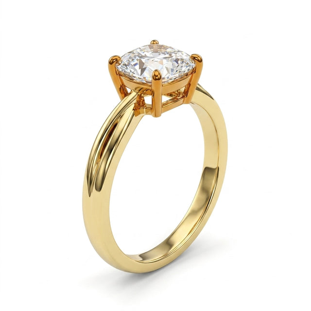 Solitaire Princess Engagement Ring (1.02 ct.) in 18K Yellow Gold