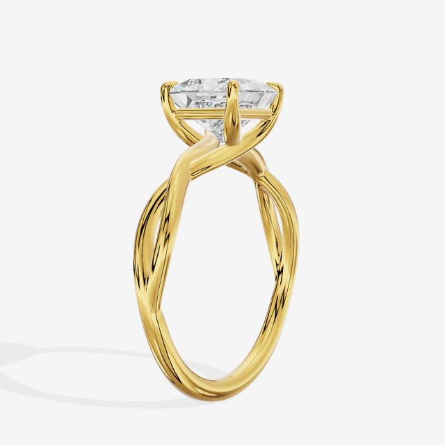 Twined Sincere Princess Twisted Engagement Ring in 14K Yellow Gold