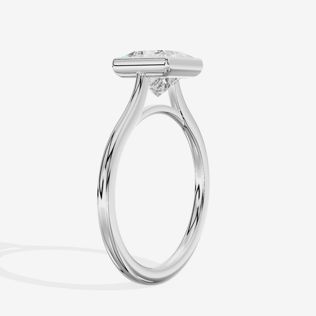 Petite Vowsae 1.5mm Princess Bezel Engagement Ring in Platinum