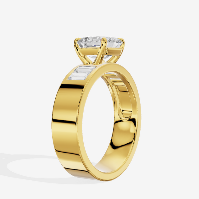 Grand Sincere Asscher Engagement Ring with Side Stones (3/5 ct. tw.) in 18K Yellow Gold