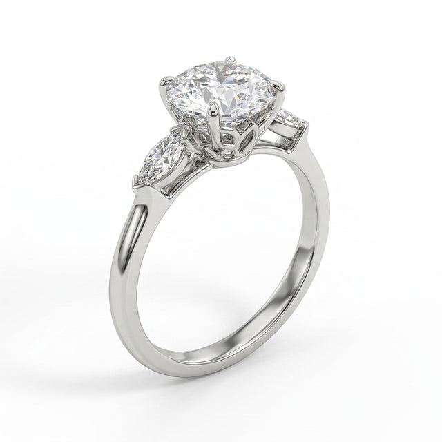 Cathedral Solitaire Round Engagement Ring (2.33 ct. tw.) in 18K White Gold