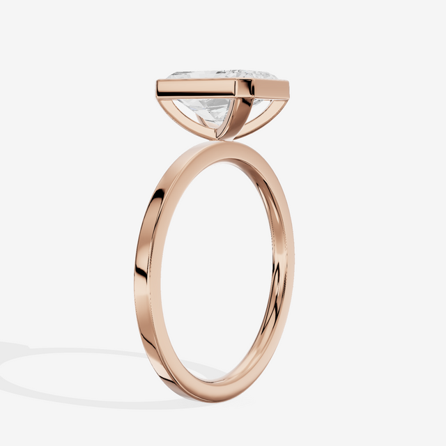 One of One Classic 1.5mm Radiant Bezel Engagement Ring in 18K Rose Gold