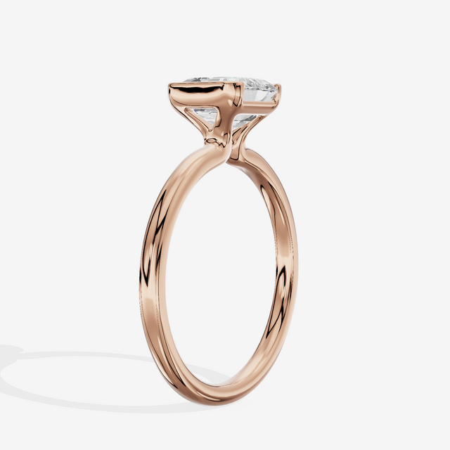 Sincere Bezel 1.8mm Asscher Solitaire Engagement Ring in 14K Rose Gold