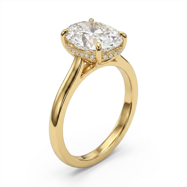 Hidden Halo Oval Engagement Ring (5 ct. tw.) in 18K Yellow Gold