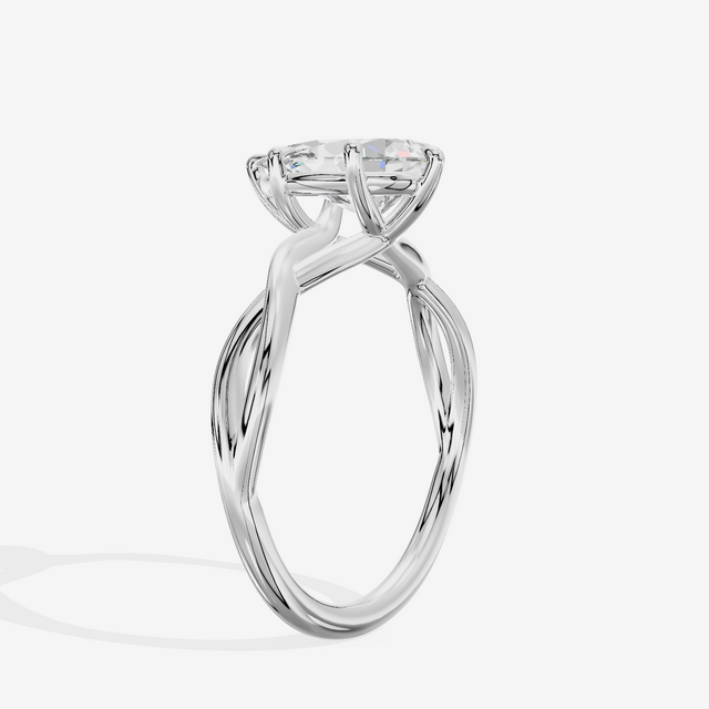 Twined Sincere Pear Twisted Engagement Ring in Platinum