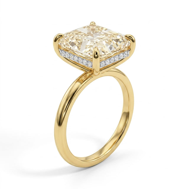 Hidden Halo Radiant Engagement Ring (10.18 ct. tw.) in 18K Yellow Gold