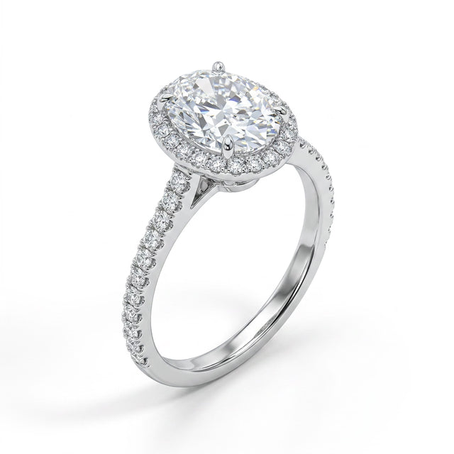 Halo Pavé Oval Engagement Ring (5.08 ct. tw.) in 18K White Gold
