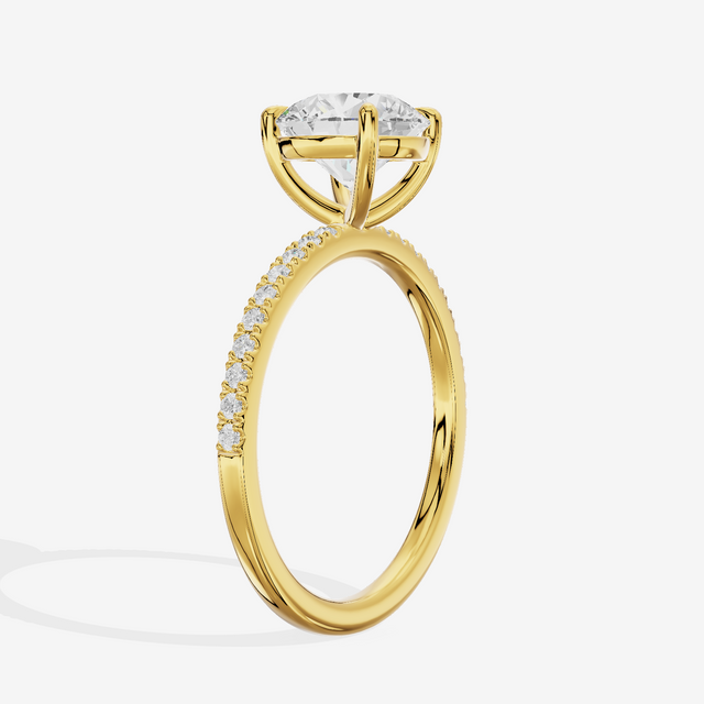 Tender Vowsae Round Engagement Ring with Side Stones (1/8 ct. tw.) in 14K Yellow Gold