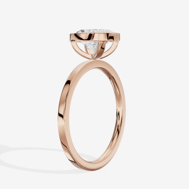 One of One Classic 1.5mm Oval Bezel Engagement Ring in 14K Rose Gold
