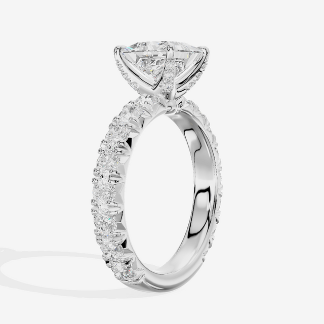 Crowned Sincere Princess Engagement Ring with Side Stones (3/4 ct. tw.) in Platinum
