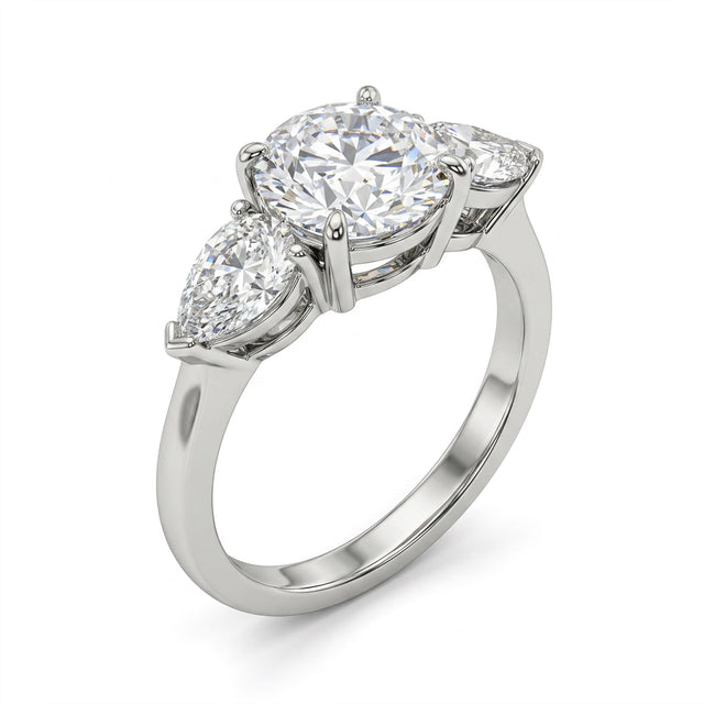 Three Stone Round Engagement Ring (3.07 ct. tw.) in 18K White Gold