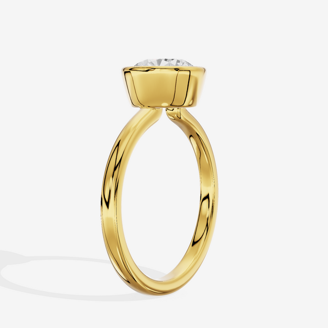 Trellise Bezel 2mm Round Solitaire Engagement Ring in 14K Yellow Gold