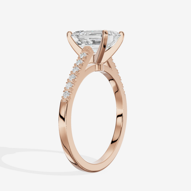 Sworn Vowsae Emerald Engagement Ring with Side Stones (1/10 ct. tw.) in 14K Rose Gold